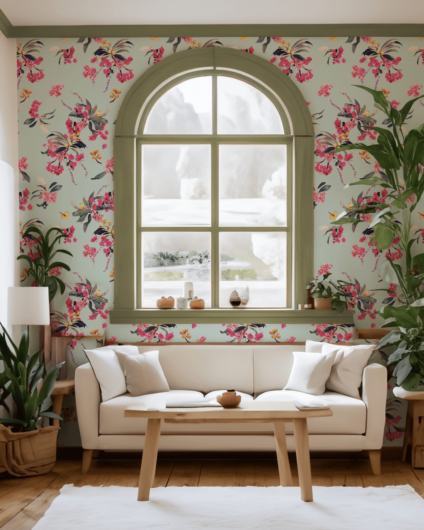Floral Loquat Wallpaper, blue - mosswell.us