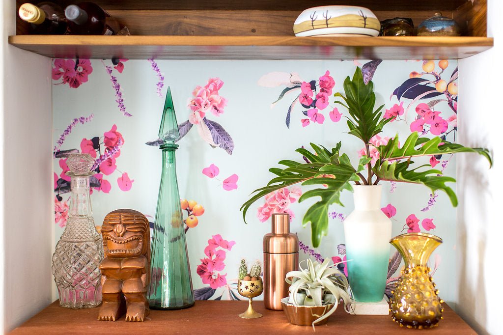 Floral Loquat Wallpaper, blue - mosswell.us