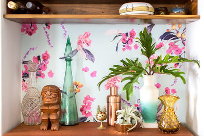 Floral Loquat Wallpaper, blue - mosswell.us