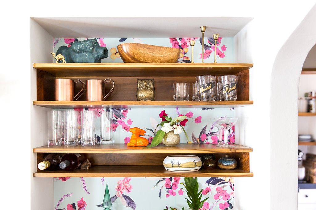 Floral Loquat Wallpaper, blue - mosswell.us