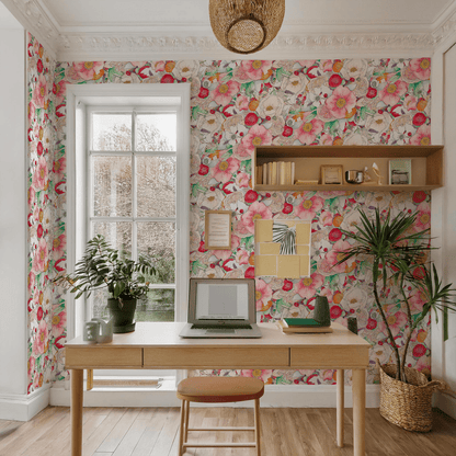 Floral Reverie Wallpaper, red - mosswell.us