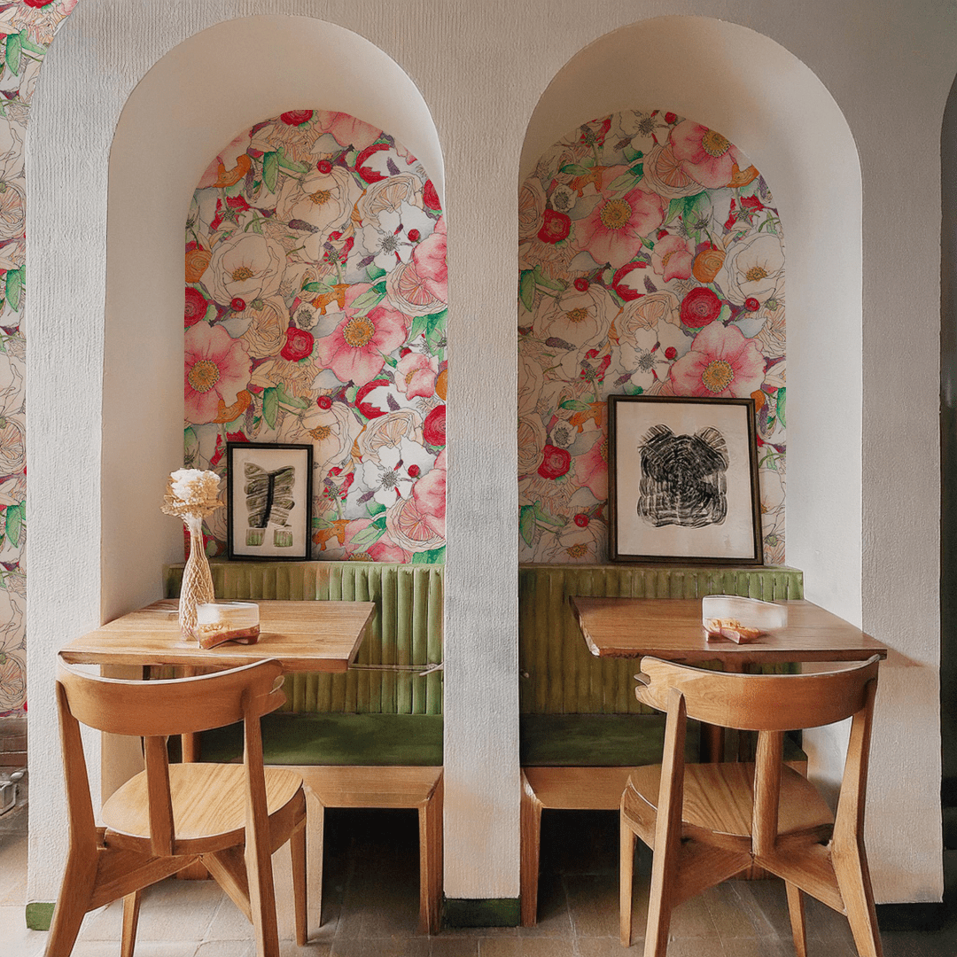 Floral Reverie Wallpaper, red - mosswell.us
