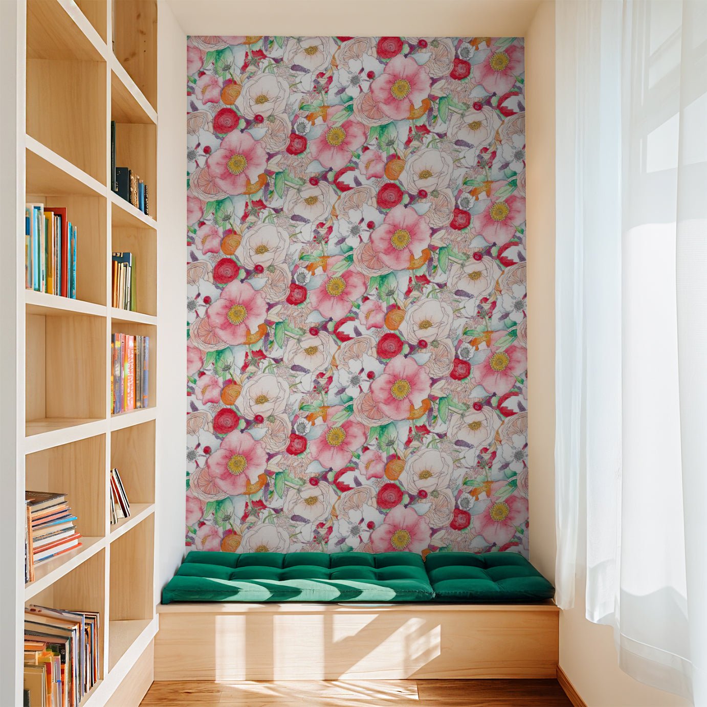 Floral Reverie Wallpaper, red - mosswell.us