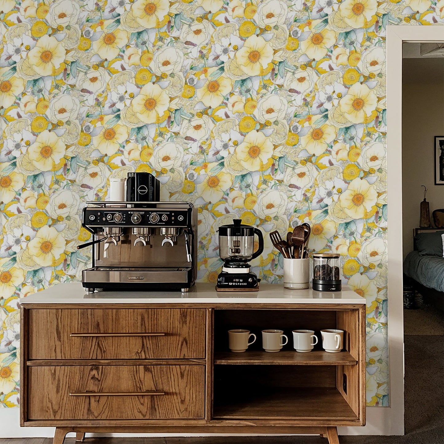 Floral Reverie Wallpaper, yellow - mosswell.us