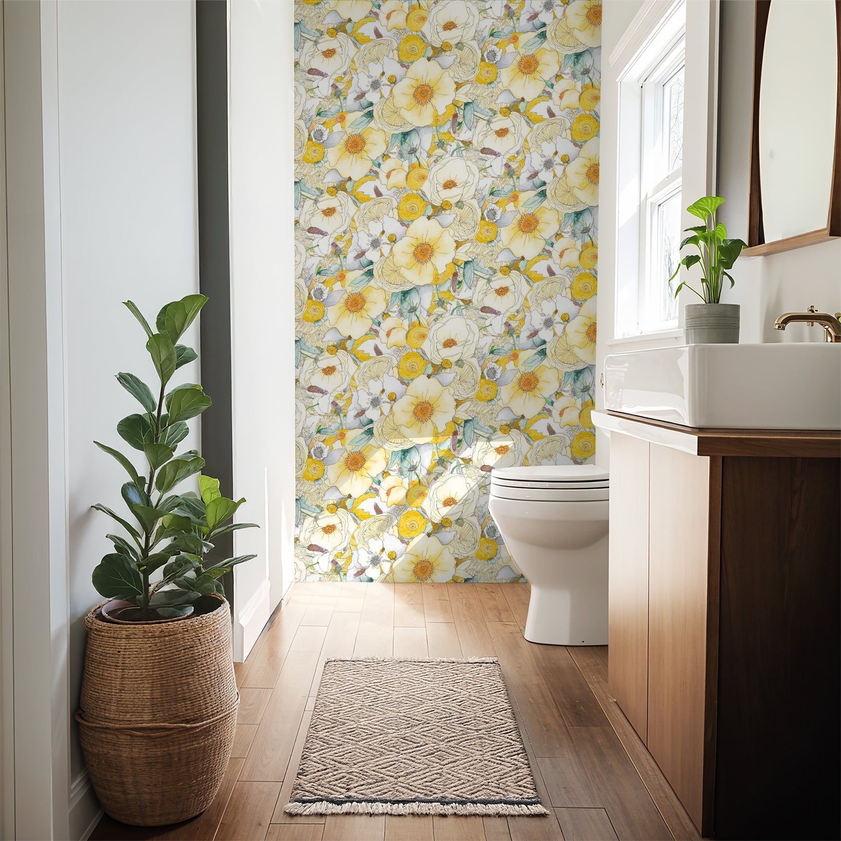 Floral Reverie Wallpaper, yellow - mosswell.us