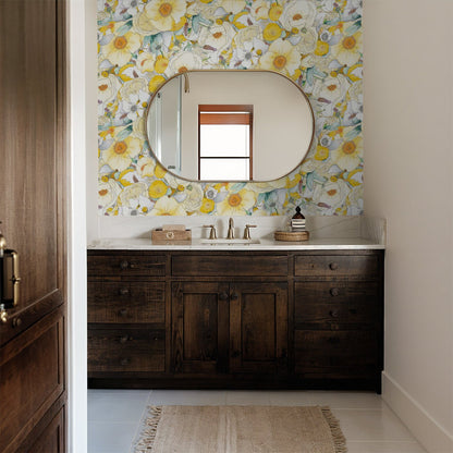 Floral Reverie Wallpaper, yellow - mosswell.us