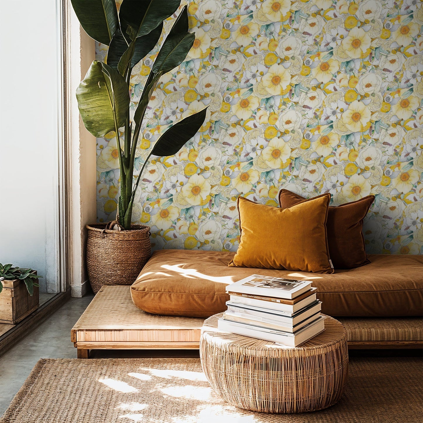 Floral Reverie Wallpaper, yellow - mosswell.us