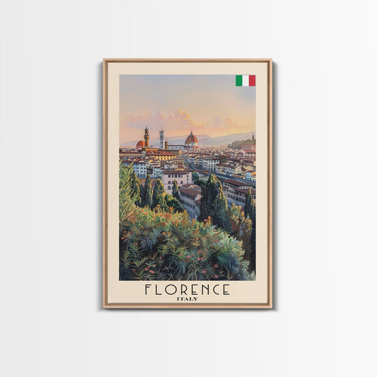Florence Italy Iconic Watercolor Framed Canvas Print, Timeless Travel Poster Art for Home and Bedroom Wall Decor - mosswell.us