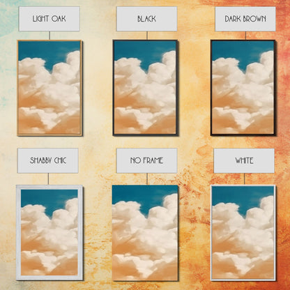 Framed Canvas Wall Art Set of 3 Pastel Clouds, Navy Blue Sky, Nature Landscape Prints, Minimalist Modern Art Nature Boho Wall Decor - mosswell.us