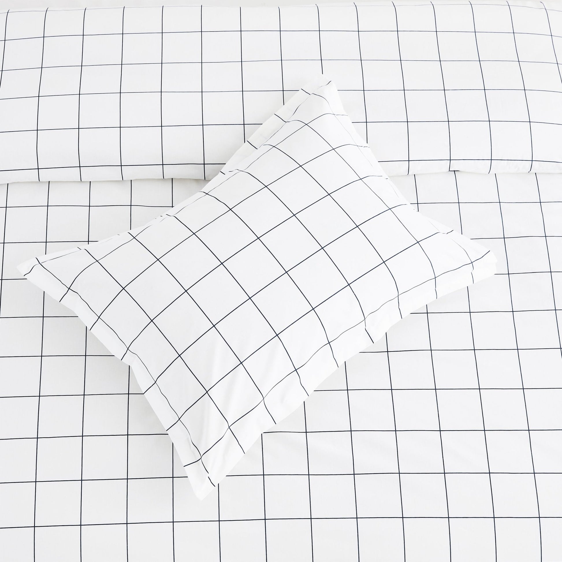 Grid Printed Cotton Percale Duvet Set - mosswell.us