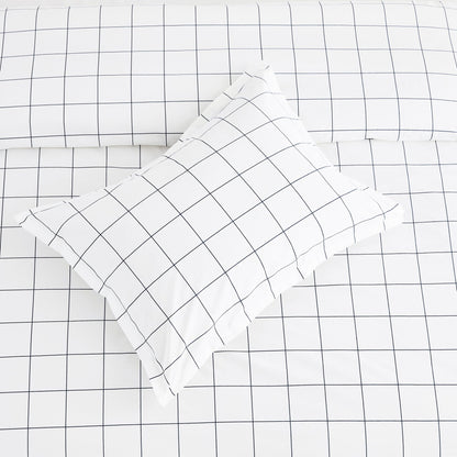 Grid Printed Cotton Percale Duvet Set - mosswell.us