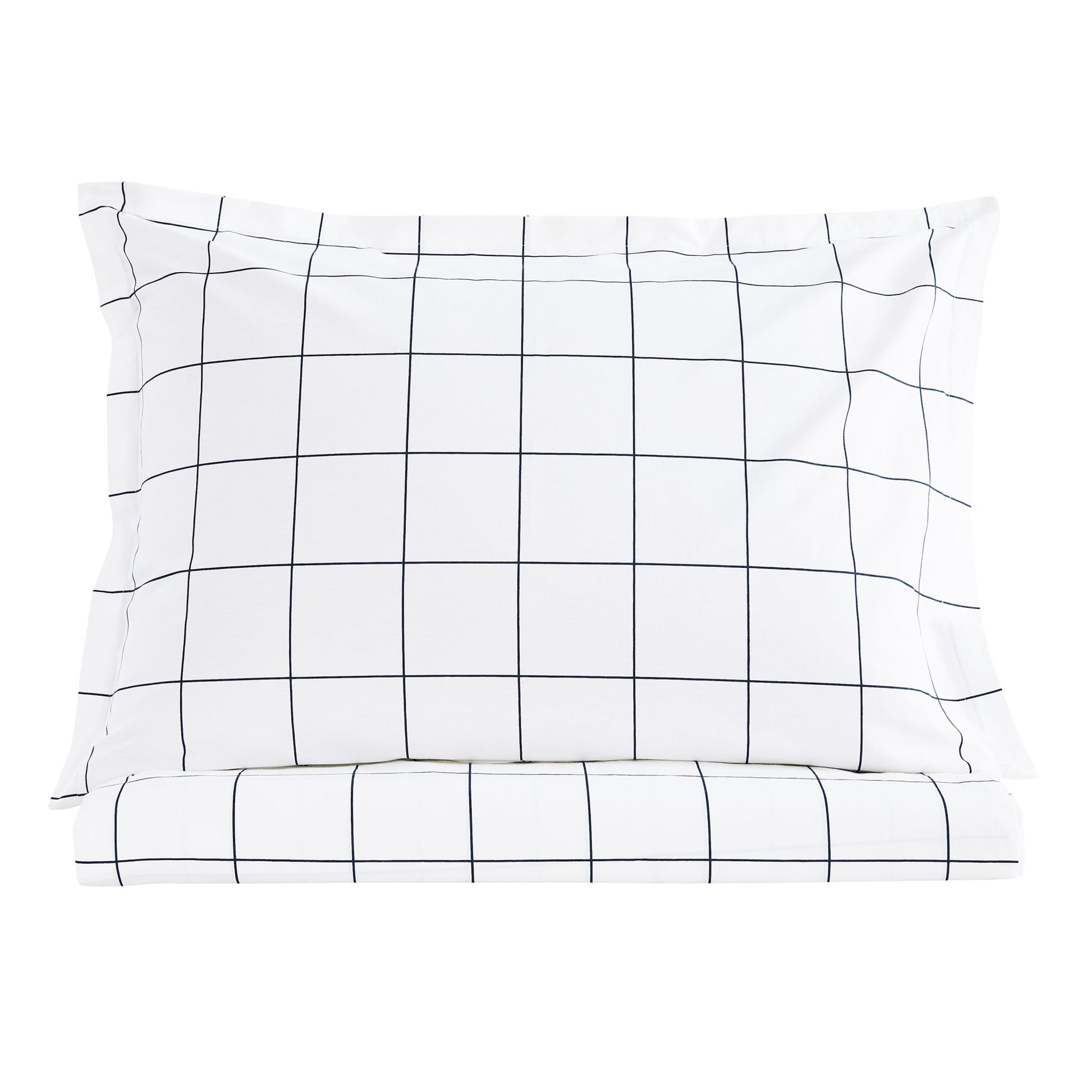 Grid Printed Cotton Percale Duvet Set - mosswell.us