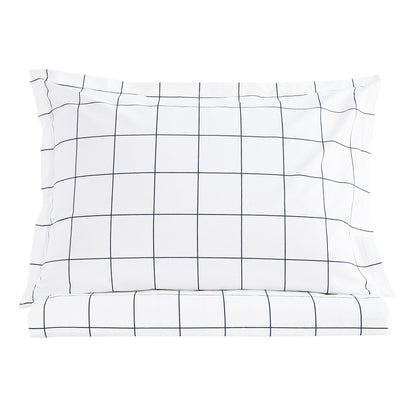 Grid Printed Cotton Percale Duvet Set - mosswell.us