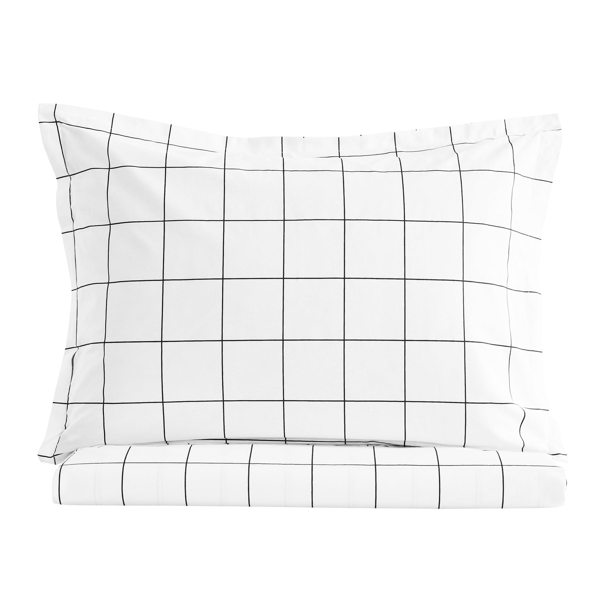 Grid Printed Cotton Percale Duvet Set - mosswell.us