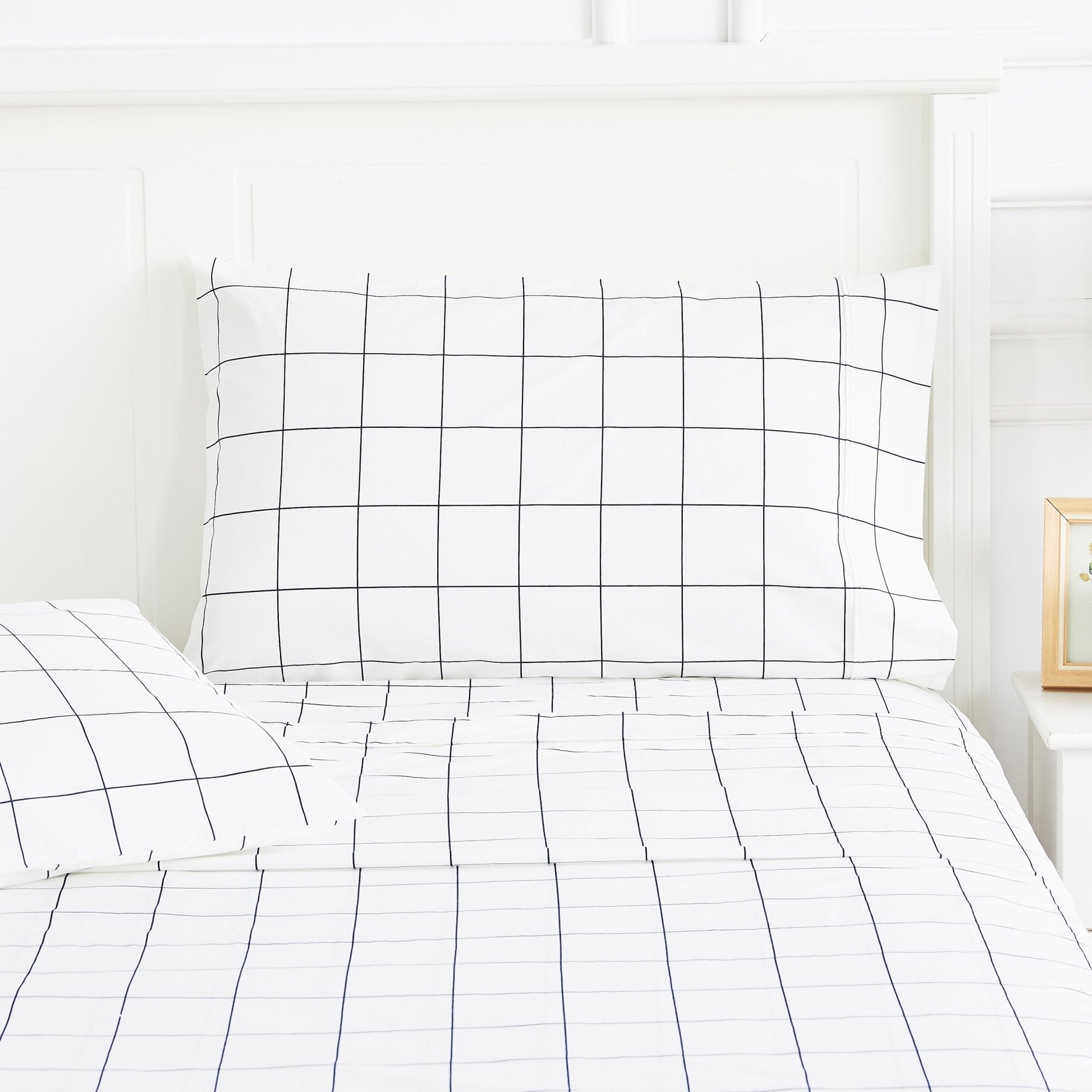 Grid Printed Cotton Percale Pillowcases - mosswell.us
