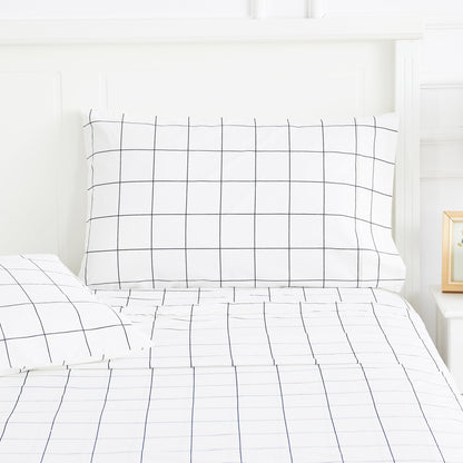 Grid Printed Cotton Percale Pillowcases - mosswell.us