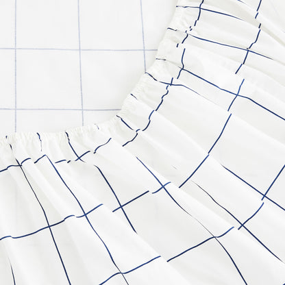 Grid Printed Cotton Percale Sheet Set - mosswell.us