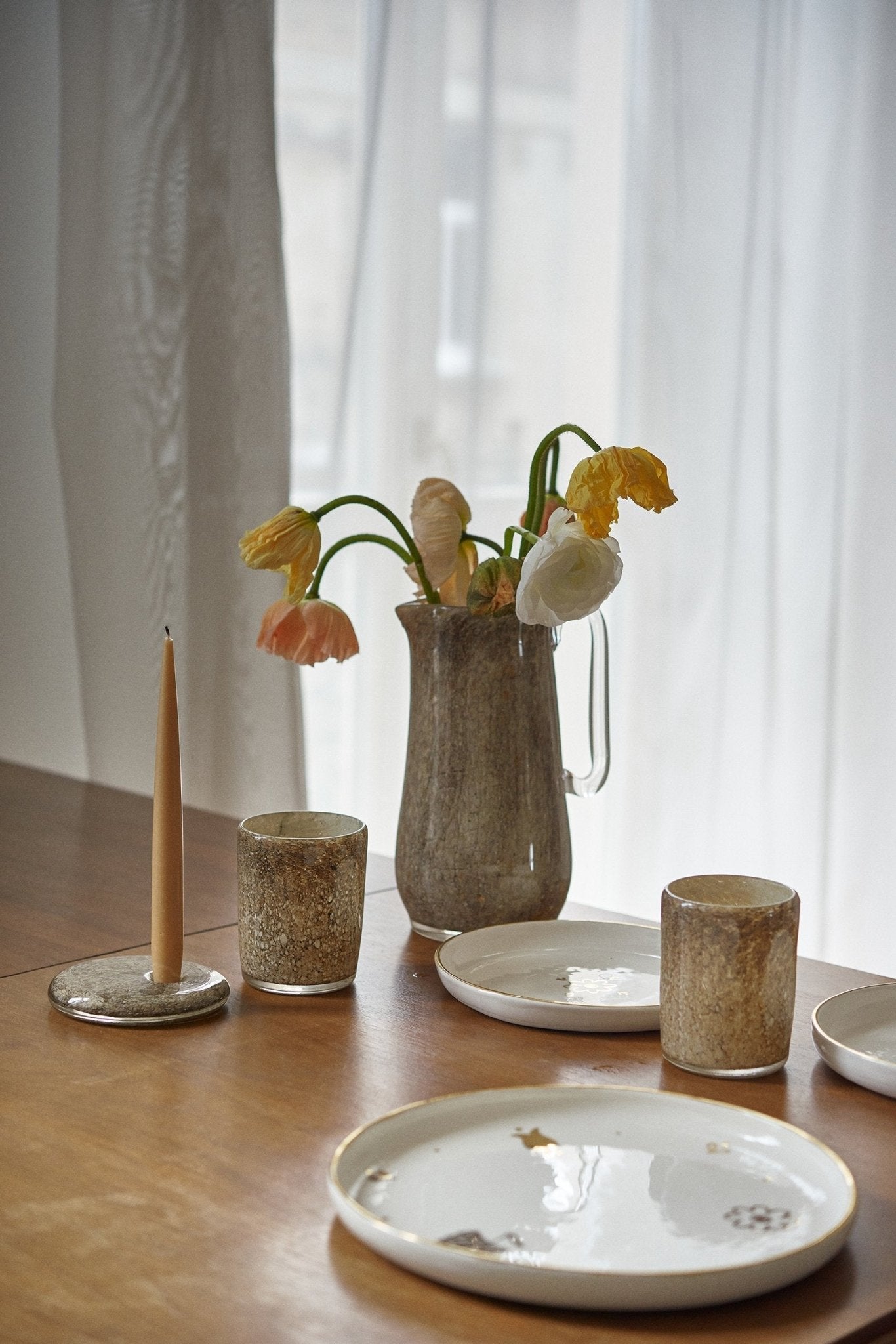 Hand Blown Glass Water Pitcher - mosswell.us