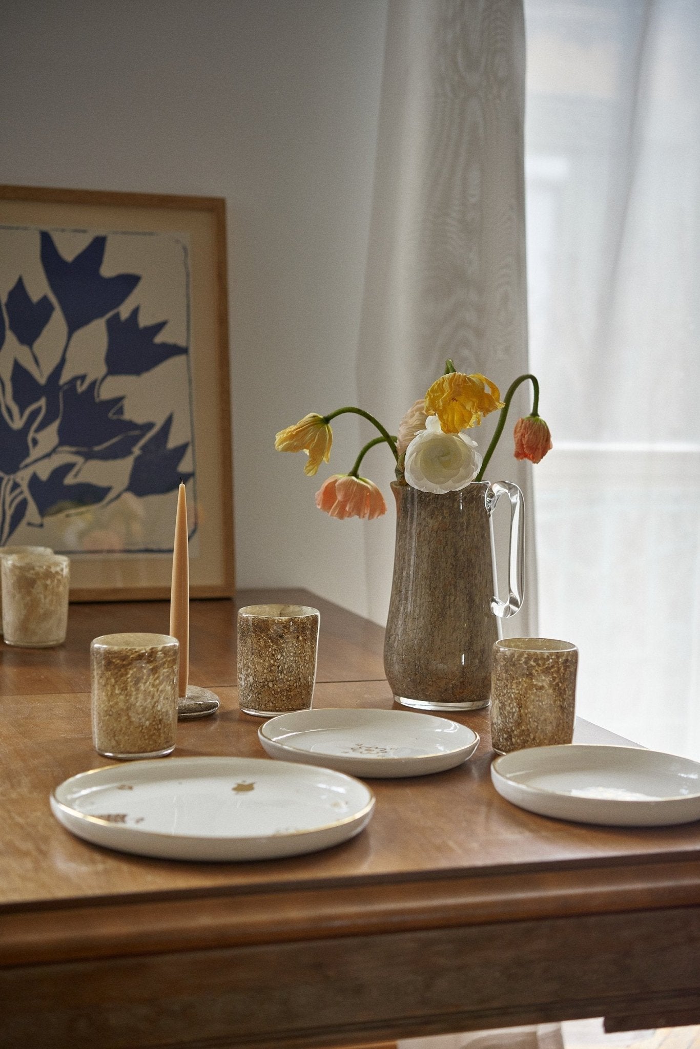 Hand Blown Glass Water Pitcher - mosswell.us