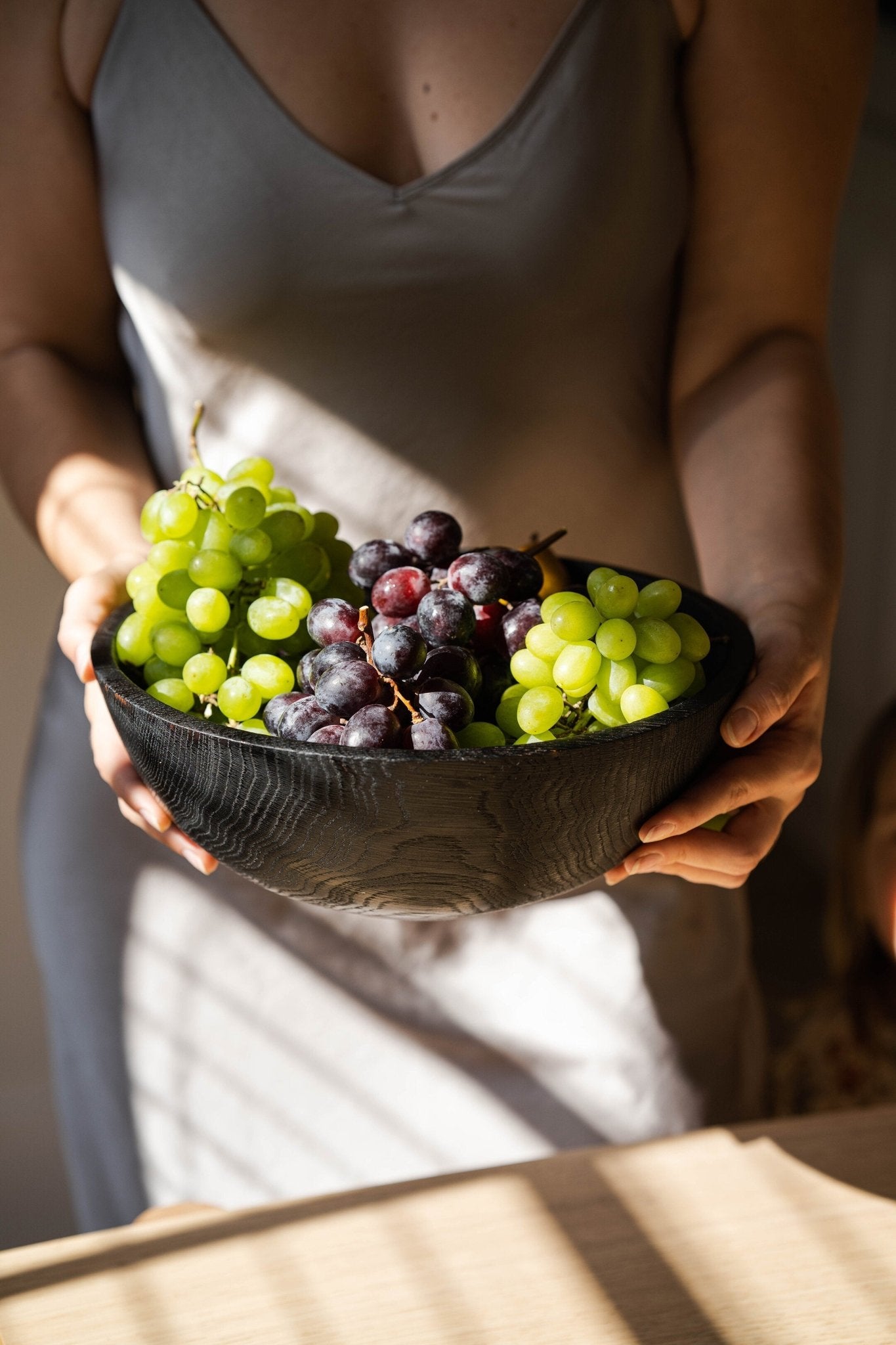 Hand - Carved Large Charred Wood Bowl - mosswell.us