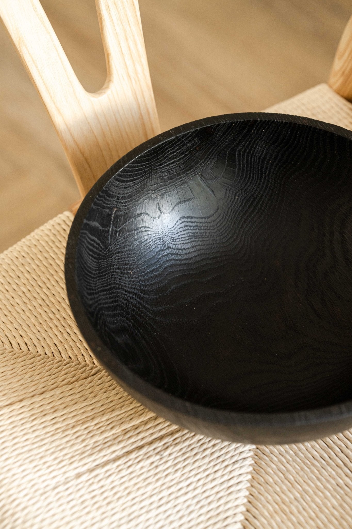 Hand - Carved Large Charred Wood Bowl - mosswell.us