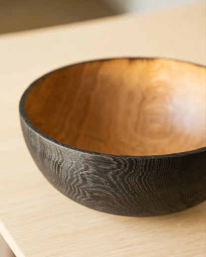 Hand Carved Large Half Charred Wooden Bowl - mosswell.us
