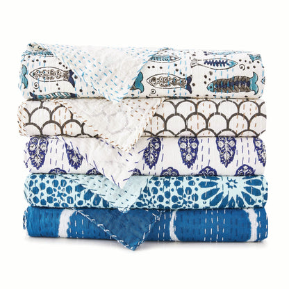 Hand Stitched Block Print Kantha Throws - mosswell.us