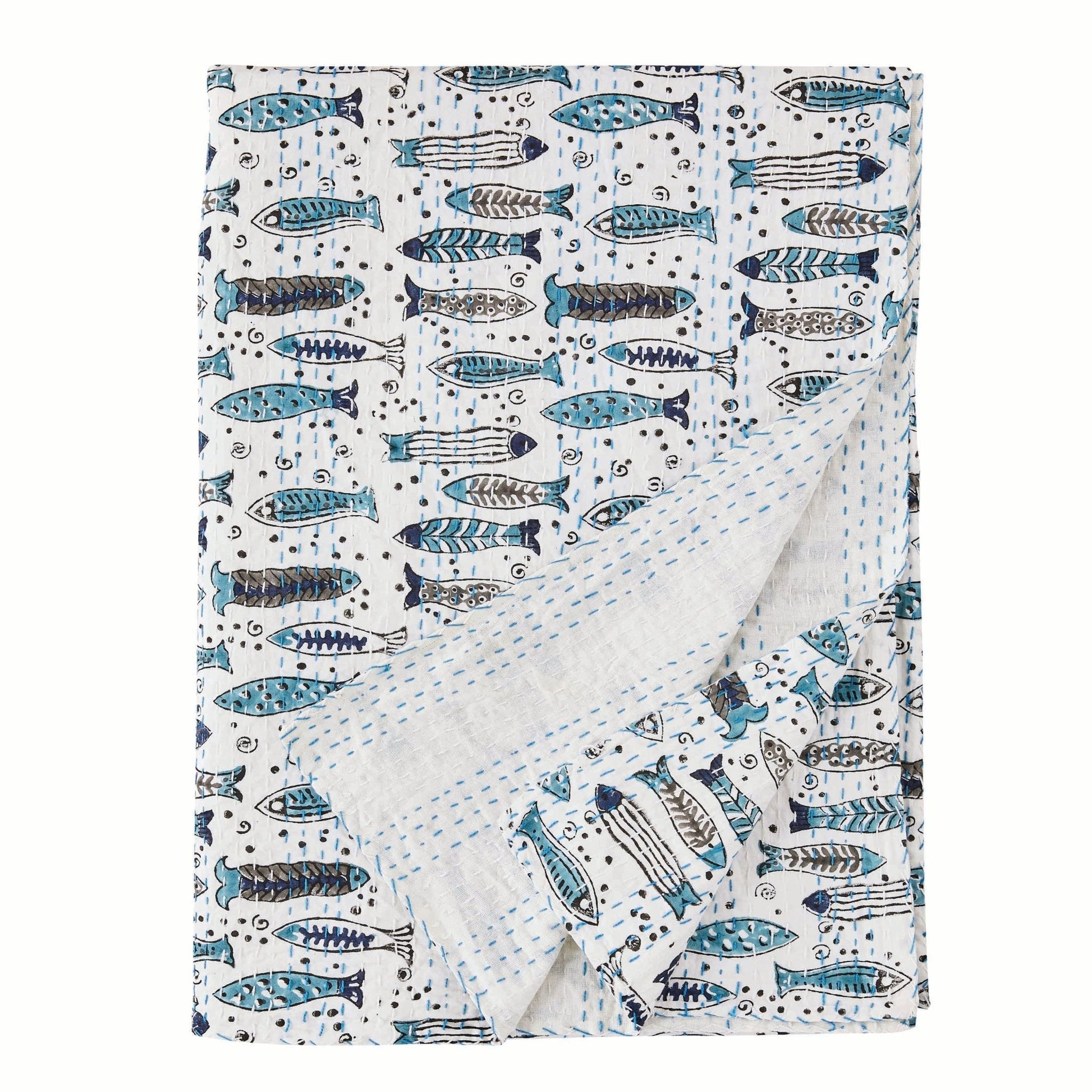 Hand Stitched Block Print Kantha Throws - mosswell.us