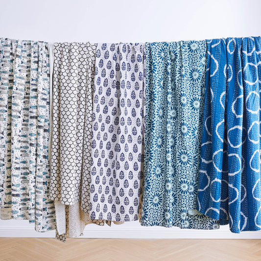 Hand Stitched Block Print Kantha Throws - mosswell.us