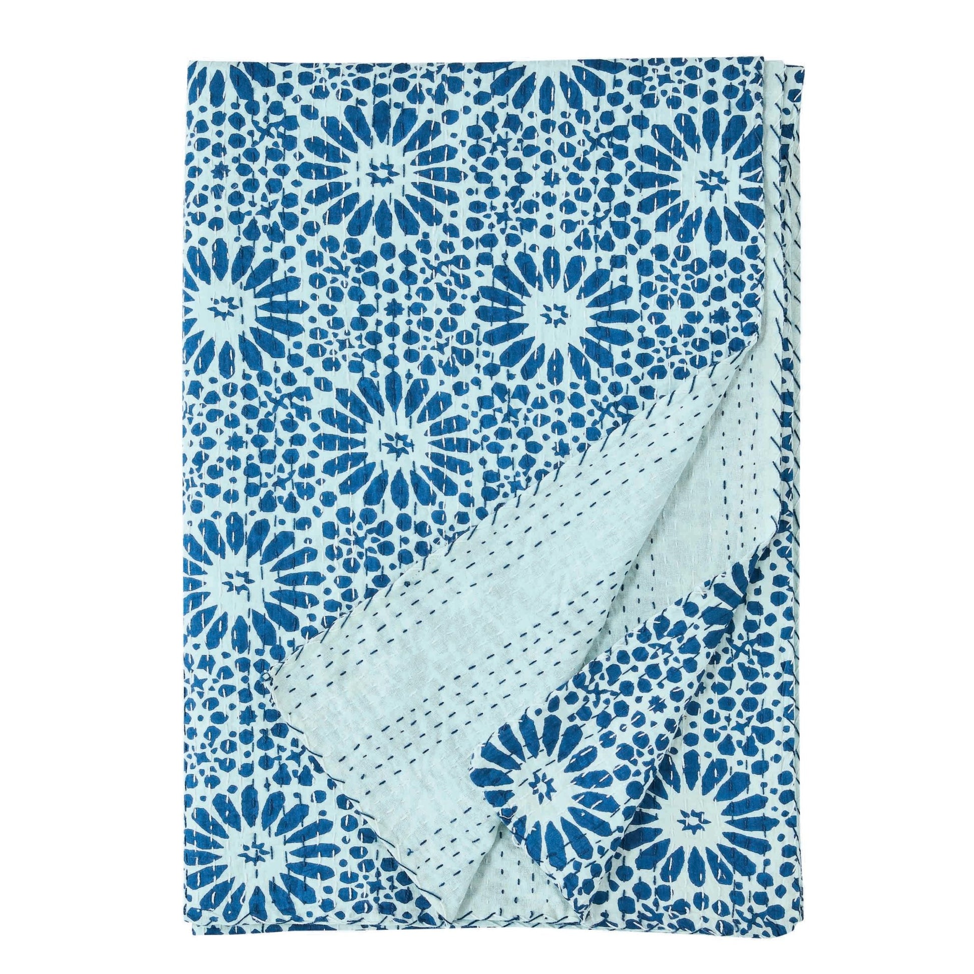 Hand Stitched Block Print Kantha Throws - mosswell.us