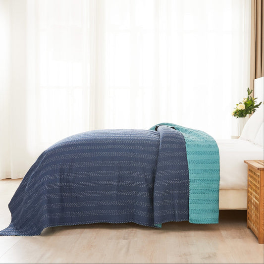 Hand Stitched Reversible Kantha Coverlets - mosswell.us