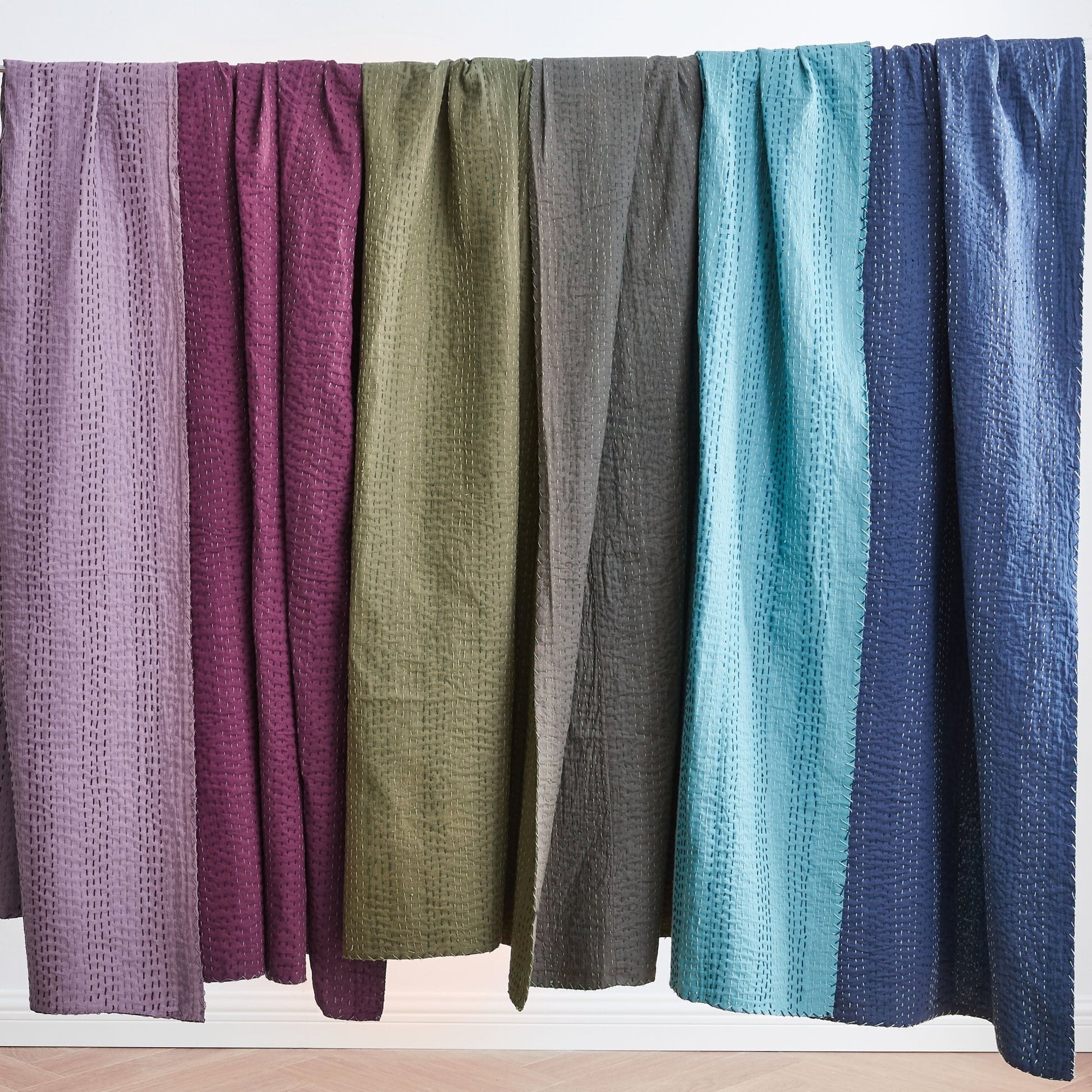 Hand Stitched Reversible Kantha Coverlets - mosswell.us