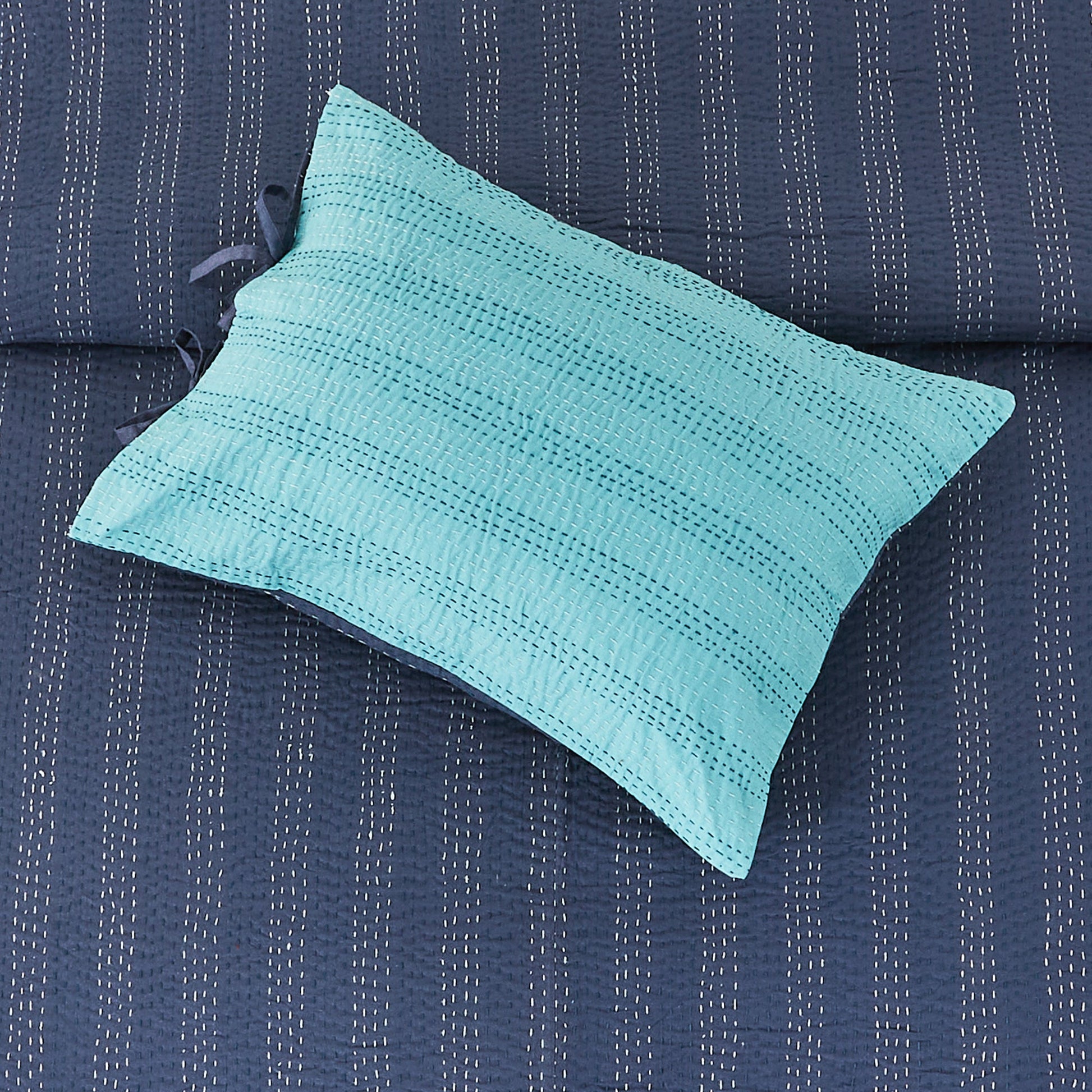 Hand Stitched Reversible Kantha Pillow Sham Pairs - mosswell.us