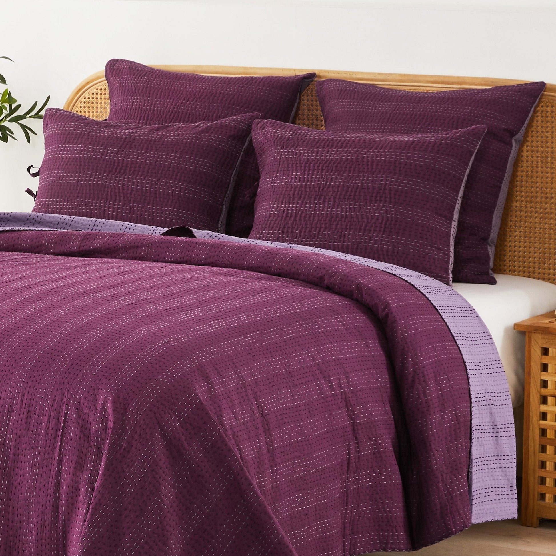 Hand Stitched Reversible Kantha Pillow Sham Pairs - mosswell.us