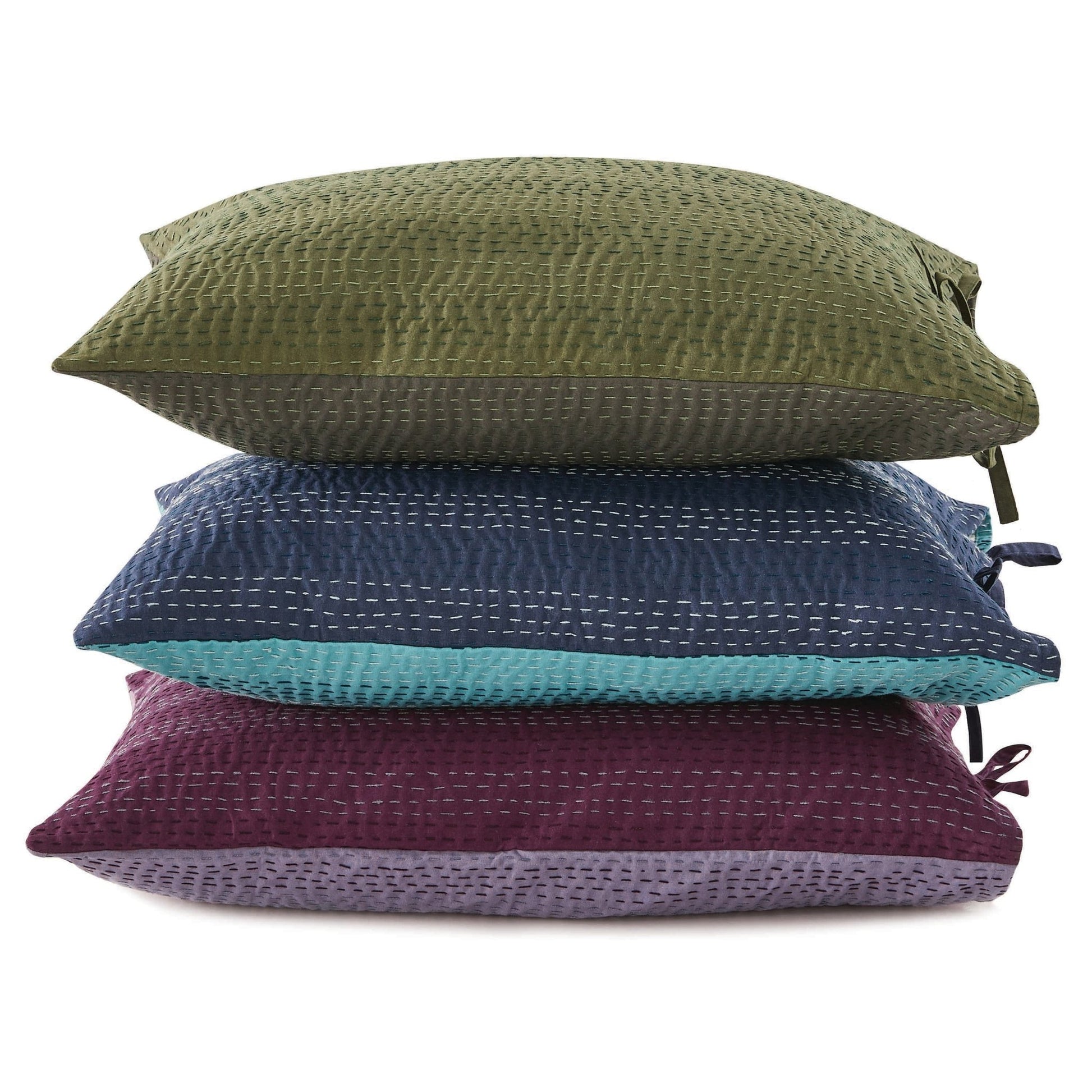 Hand Stitched Reversible Kantha Pillow Sham Pairs - mosswell.us