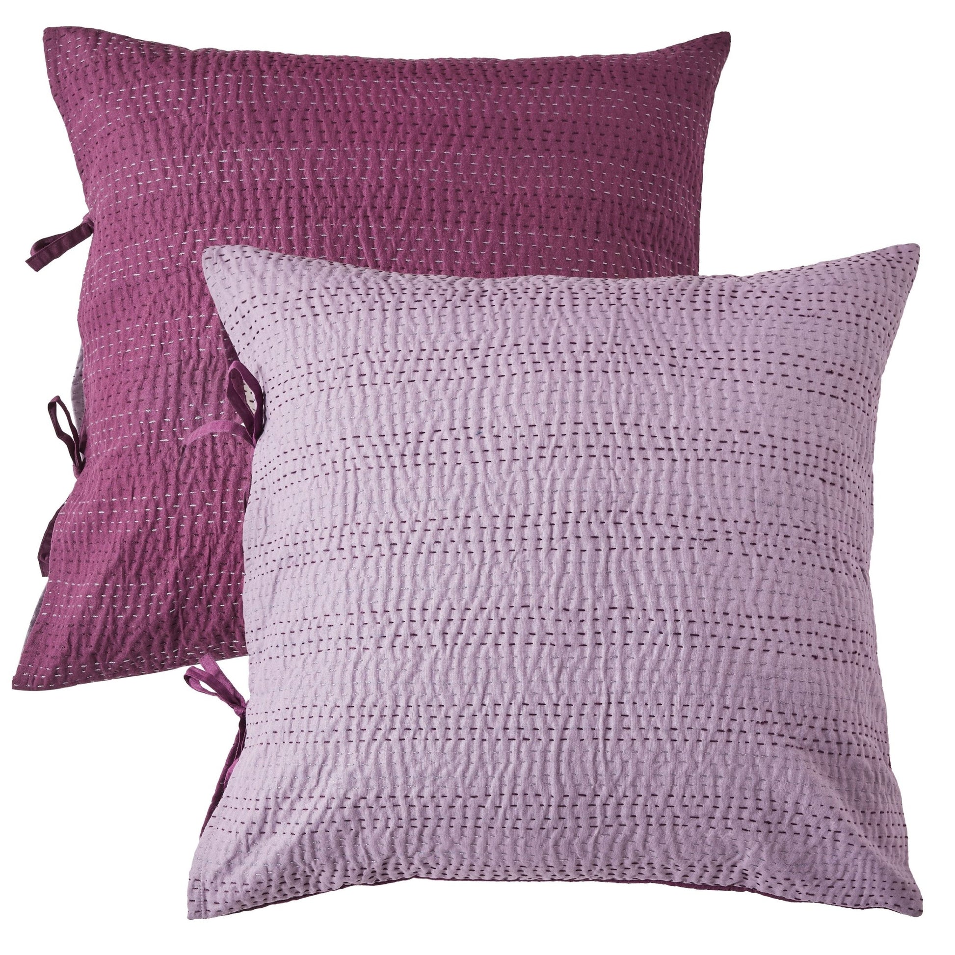 Hand Stitched Reversible Kantha Pillow Sham Pairs - mosswell.us