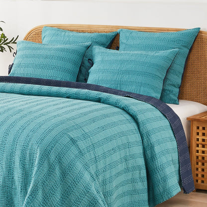 Hand Stitched Reversible Kantha Pillow Sham Pairs - mosswell.us
