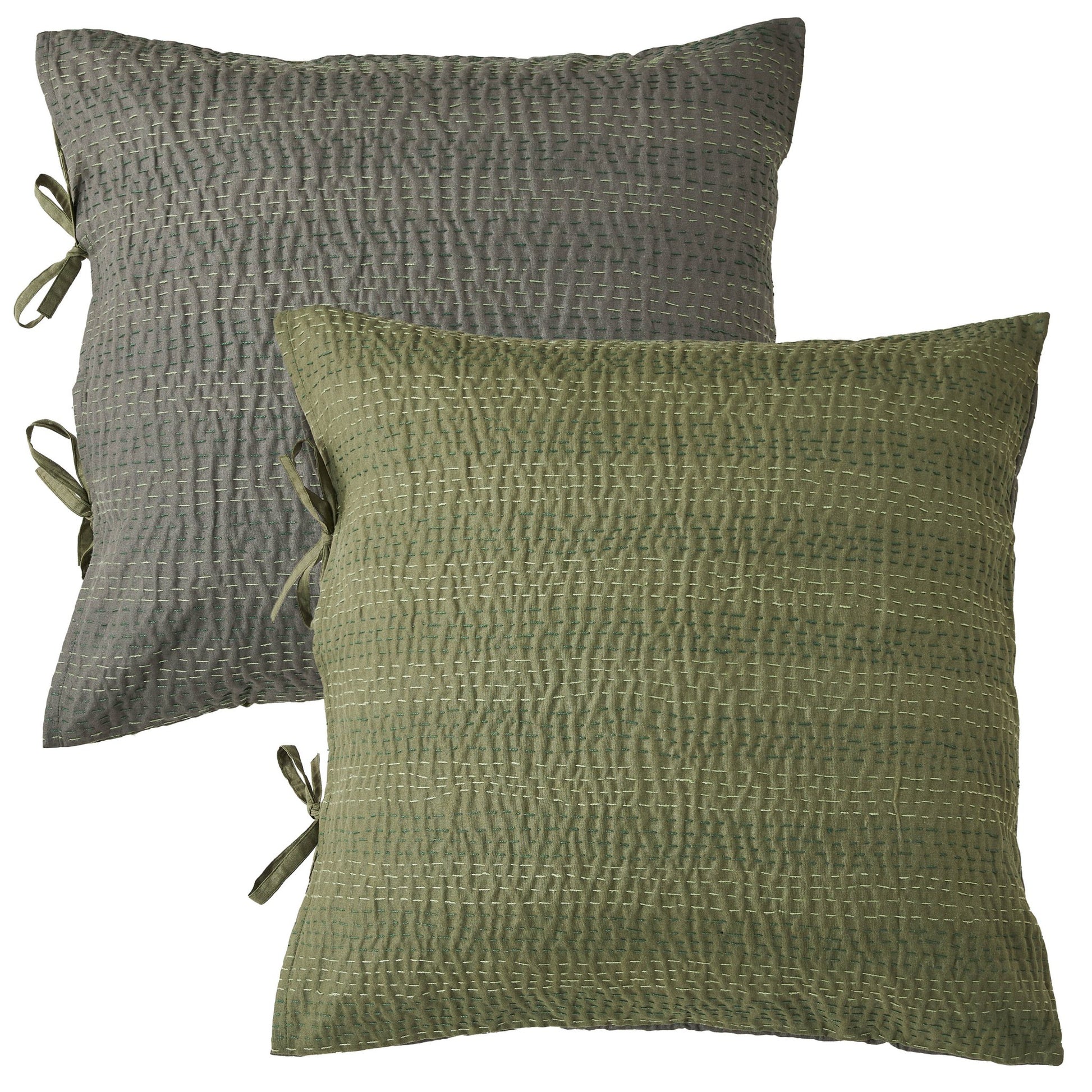 Hand Stitched Reversible Kantha Pillow Sham Pairs - mosswell.us