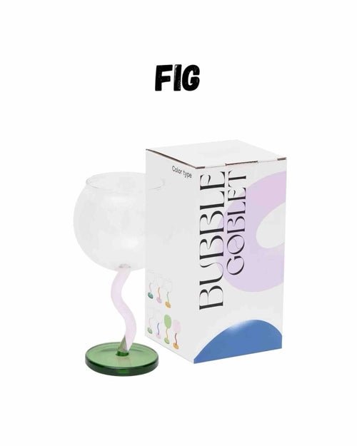 Handblown Bubble Wine Glass - Retro Whimsical Eclectic Wavy Stemmed - mosswell.us