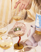 Handblown Bubble Wine Glass - Retro Whimsical Eclectic Wavy Stemmed - mosswell.us