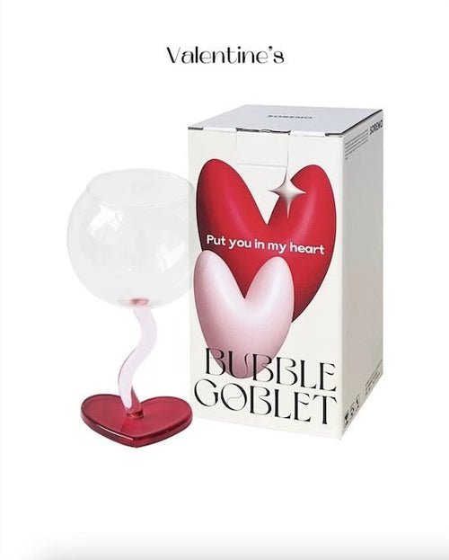 Handblown Bubble Wine Glass - Retro Whimsical Eclectic Wavy Stemmed - mosswell.us