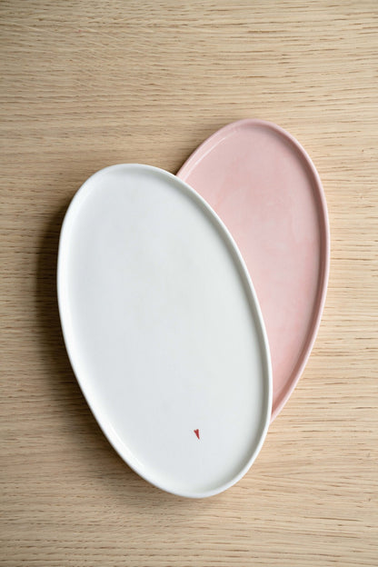 Handmade Oval Porcelain Serving Platter. Powder Pink - mosswell.us