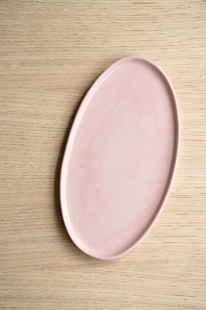 Handmade Oval Porcelain Serving Platter. Powder Pink - mosswell.us