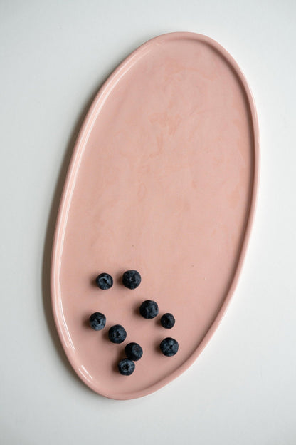 Handmade Oval Porcelain Serving Platter. Powder Pink - mosswell.us