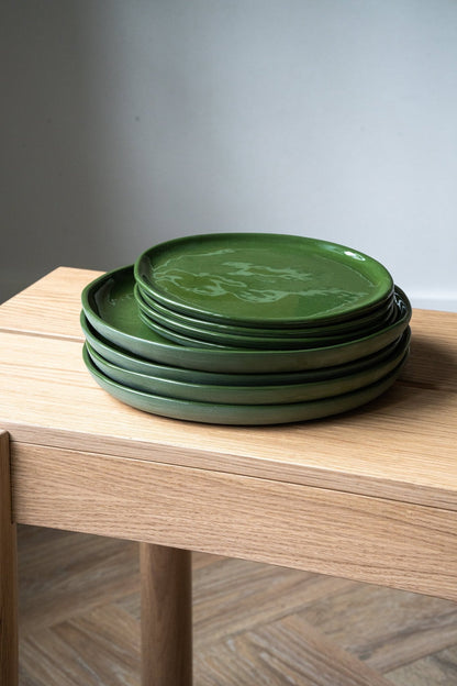 Handmade Porcelain Dinner Plates. Green - mosswell.us