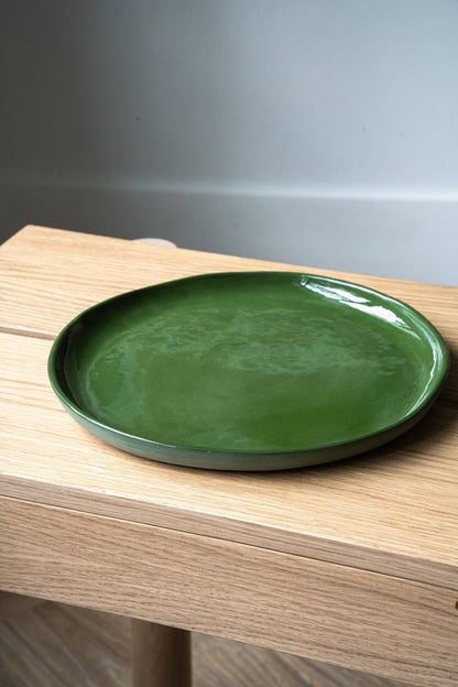 Handmade Porcelain Dinner Plates. Green - mosswell.us
