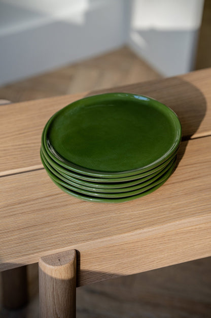Handmade Porcelain Dinner Plates. Green - mosswell.us