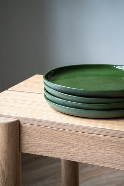 Handmade Porcelain Dinner Plates. Green - mosswell.us