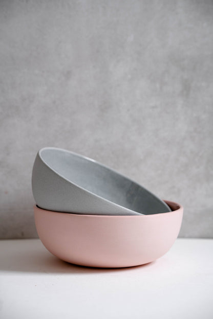 Handmade Porcelain Salad Serving Bowl - Powder Pink - mosswell.us
