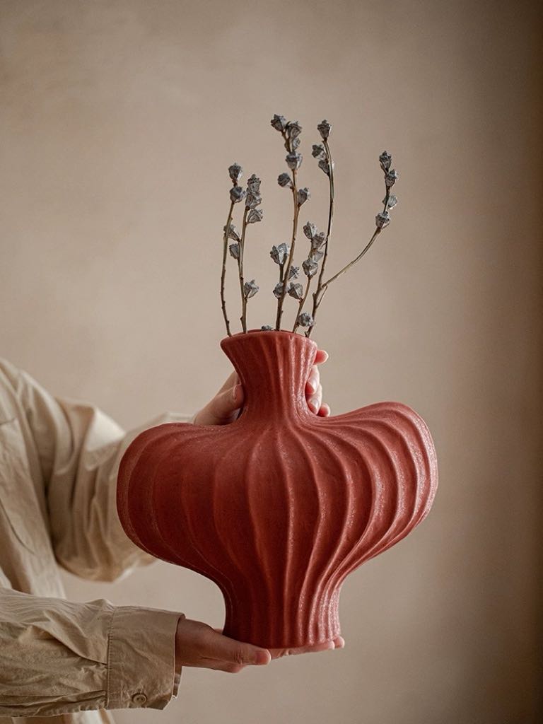 Handmade Wabi Sabi Ceramic Pottery Vase - Red / Black / White - mosswell.us